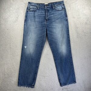 Frame Jeans Womens 31 36x28 Blue Denim Pants Le Mec Malibu Button Fly Distressed